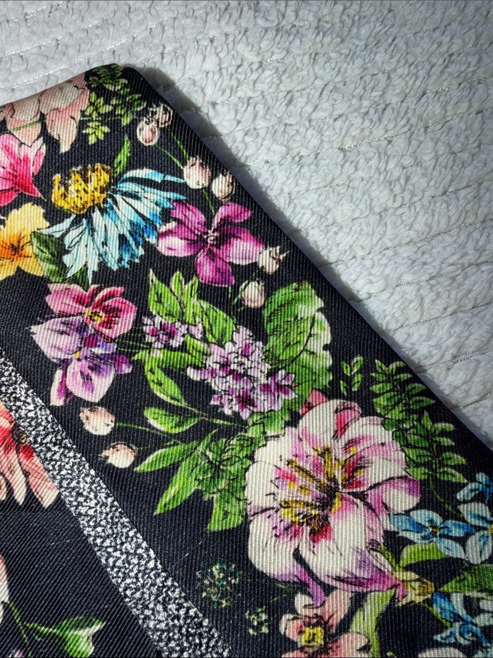 Dior Black Floral Silk Twill Hair & Bag Scarf - Picture 4 of 9
